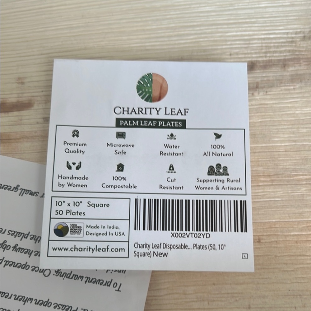 Charity Leaf 10”x10” Disposable Plates - 100% All Natural - 50 Count - Picture 6 of 7